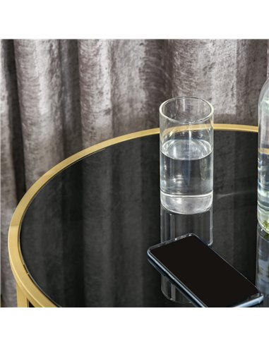 HOMCOM Ф47.5cm Morden Coffee Table with Gold Metal Base, Tempered Glass Tabletop