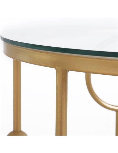 HOMCOM Round Coffee Tables Set of 2, Gold Nest of Tables with Tempered Glass Top, Steel Frame for Living Room, Gold - pic 22289 | FastDaddyshop