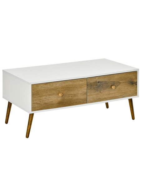 HOMCOM Functional Coffee Table with 4 Storage Drawers, Sofa Table, Natural Wood - pic 22290 | FastDaddyshop