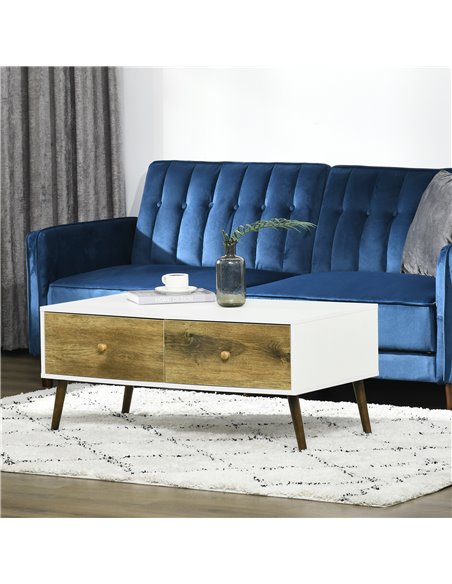HOMCOM Functional Coffee Table with 4 Storage Drawers, Sofa Table, Natural Wood - pic 22291 | FastDaddyshop