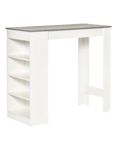 HOMCOM Bar Table, Coffee Table with 4-Tier Storage Shelf, Grey
