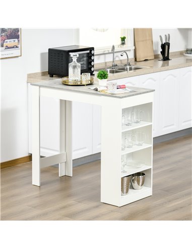 HOMCOM Bar Table, Coffee Table with 4-Tier Storage Shelf, Grey