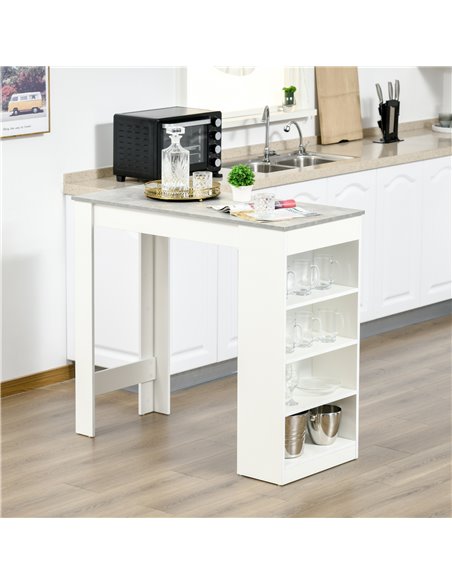 HOMCOM Bar Table, Coffee Table with 4-Tier Storage Shelf, Grey - pic 22318 | FastDaddyshop