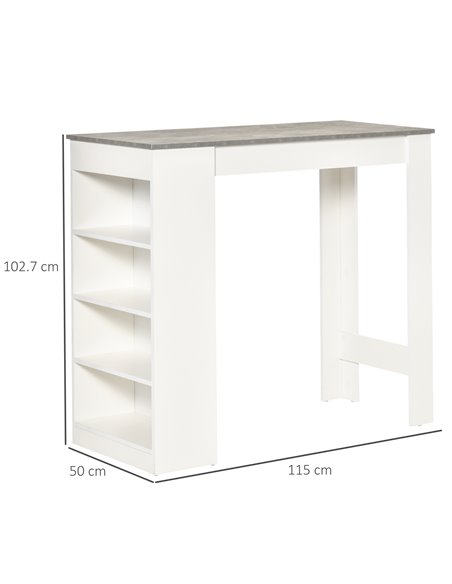 HOMCOM Bar Table, Coffee Table with 4-Tier Storage Shelf, Grey - pic 22319 | FastDaddyshop