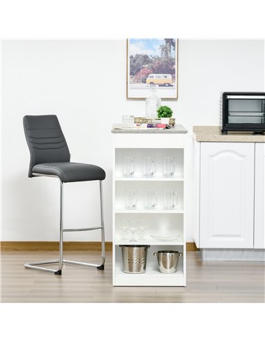 HOMCOM Bar Table Coffee Table Kitchen Dining Table with 4-Tier Storage Shelf for Kitchen, Dining Room, Living Room, Grey