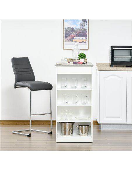 HOMCOM Bar Table Coffee Table Kitchen Dining Table with 4-Tier Storage Shelf for Kitchen, Dining Room, Living Room, Grey - pic 22322 | FastDaddyshop