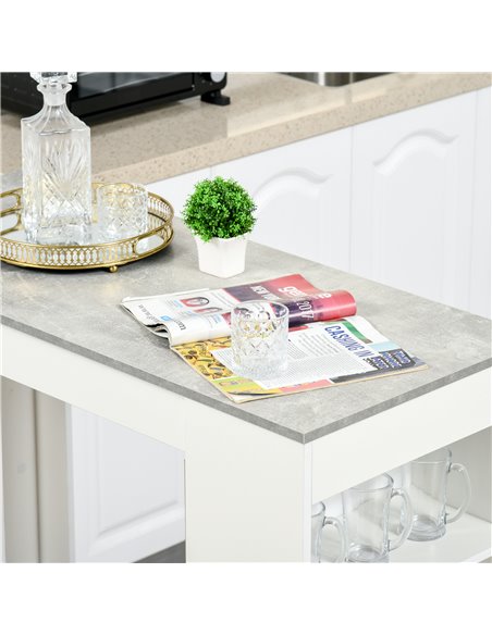 HOMCOM Bar Table Coffee Table Kitchen Dining Table with 4-Tier Storage Shelf for Kitchen, Dining Room, Living Room, Grey - pic 22323 | FastDaddyshop