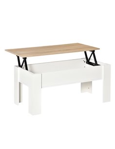 HOMCOM Lift Top Coffee Table with Hidden Storage Compartment, White & Oak