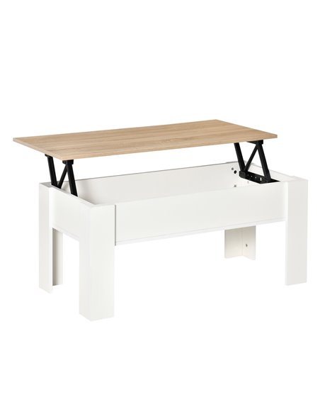 HOMCOM Lift Top Coffee Table with Hidden Storage Compartment, White & Oak - pic 22326 | FastDaddyshop