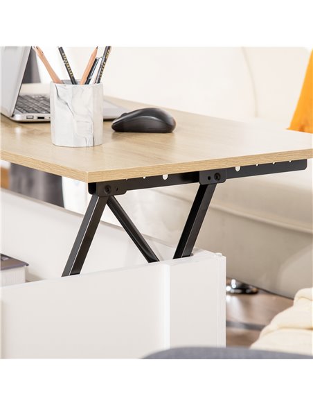 HOMCOM Lift Top Coffee Table with Hidden Storage Compartment, Lift Tabletop Pop-Up Center Table for Living Room - pic 22333 | FastDaddyshop