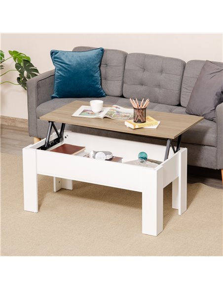 HOMCOM Lift Top Coffee Table with Hidden Storage Compartment, Lift Tabletop Pop-Up Center Table for Living Room - pic 22334 | FastDaddyshop