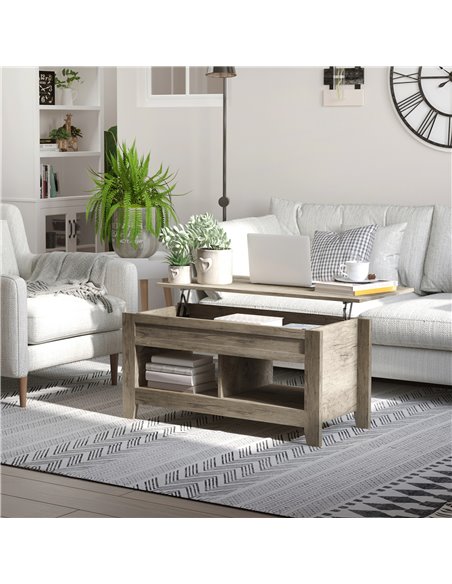 HOMCOM Lift Top Coffee Table with Hidden Storage Compartment, Oak Effect - pic 22336 | FastDaddyshop