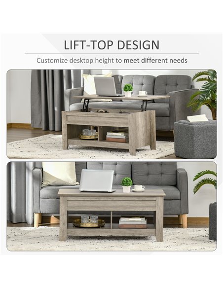 HOMCOM Lift Top Coffee Table with Hidden Storage Compartment, Oak Effect - pic 22338 | FastDaddyshop