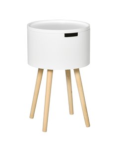 HOMCOM Modern Round Coffee Table with Hidden Storage Space,  Removable Tray, White