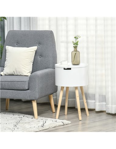 HOMCOM Modern Round Coffee Table with Hidden Storage Space,  Removable Tray, White