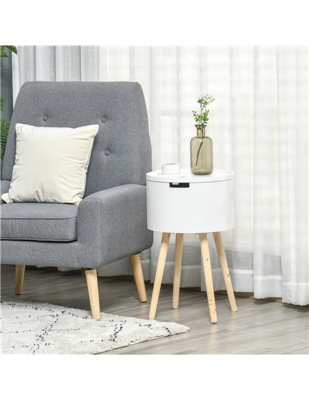 HOMCOM Modern Round Coffee Table with Hidden Storage Space,  Removable Tray, White - pic 22345 | FastDaddyshop