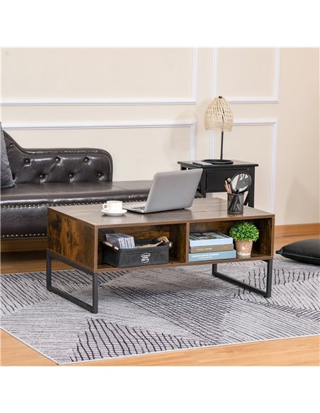 HOMCOM Extendable Coffee Table Lift Top Desk with Hidden Storage Compartment Drawer, Brown - pic 22354 | FastDaddyshop