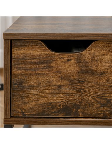 HOMCOM Extendable Coffee Table Lift Top Desk w/ Hidden Storage Compartment Drawer Metal Frame - Brown