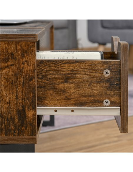 HOMCOM Extendable Coffee Table Lift Top Desk w/ Hidden Storage Compartment Drawer Metal Frame - Brown - pic 22360 | FastDaddyshop