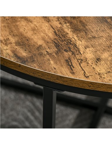 HOMCOM Coffee Table, Industrial Round Side Table with Metal Frame, Large Tabletop for Living Room, Bedroom, Rustic Brown