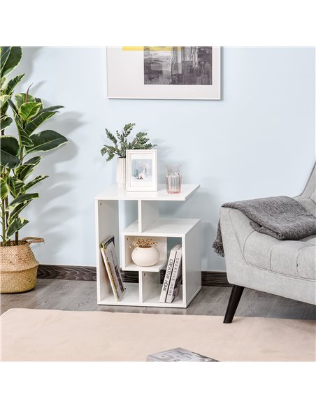 HOMCOM 3 Tier Coffee Table with Open Storage Shelves, White - pic 22372 | FastDaddyshop