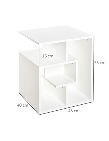 HOMCOM 3 Tier Coffee Table with Open Storage Shelves, White