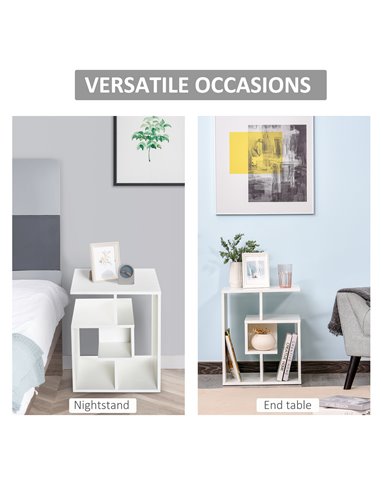 HOMCOM Side Table, 3 Tier End Table with Open Storage Shelves, Living Room Coffee Table Organiser Unit, White