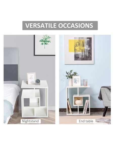 HOMCOM Side Table, 3 Tier End Table with Open Storage Shelves, Living Room Coffee Table Organiser Unit, White - pic 22377 | FastDaddyshop