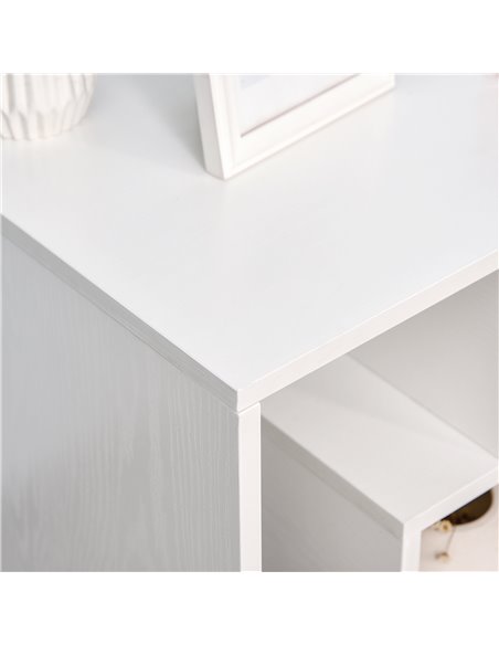 HOMCOM Side Table, 3 Tier End Table with Open Storage Shelves, Living Room Coffee Table Organiser Unit, White - pic 22378 | FastDaddyshop