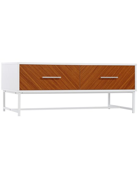 HOMCOM Modern Coffee Table with Drawers, Open Storage Compartment, White & Brown - pic 22380 | FastDaddyshop