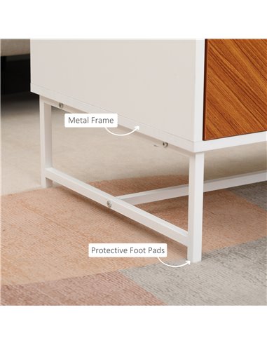 HOMCOM Modern Coffee Table, Rectangular Cocktail Table with Drawers and Open Storage Compartment, Metal Legs for Living Room
