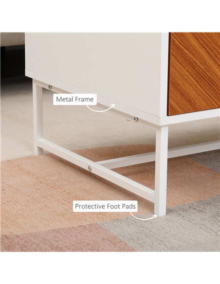 HOMCOM Modern Coffee Table, Rectangular Cocktail Table with Drawers and Open Storage Compartment, Metal Legs for Living Room - pic 22386 | FastDaddyshop