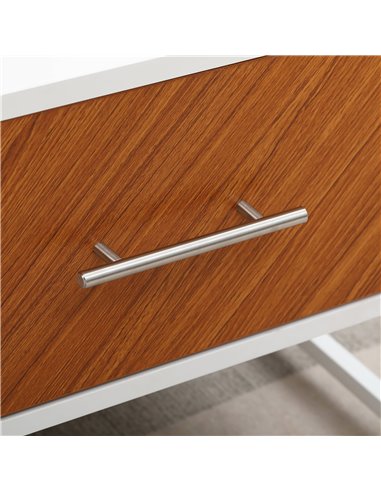 HOMCOM Modern Coffee Table, Rectangular Cocktail Table with Drawers and Open Storage Compartment, Metal Legs for Living Room