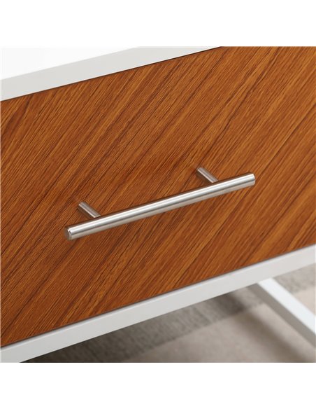 HOMCOM Modern Coffee Table, Rectangular Cocktail Table with Drawers and Open Storage Compartment, Metal Legs for Living Room - pic 22387 | FastDaddyshop