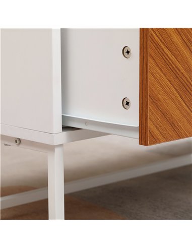 HOMCOM Modern Coffee Table, Rectangular Cocktail Table with Drawers and Open Storage Compartment, Metal Legs for Living Room