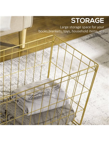 HOMCOM Coffee Table Set of 2 with Wire Storage Basket, Faux Marble Top, White and Gold - pic 22393 | FastDaddyshop