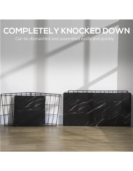 HOMCOM Coffee Table Set of 2 with Wire Storage Basket, Faux Marble Top, Black - pic 22404 | FastDaddyshop