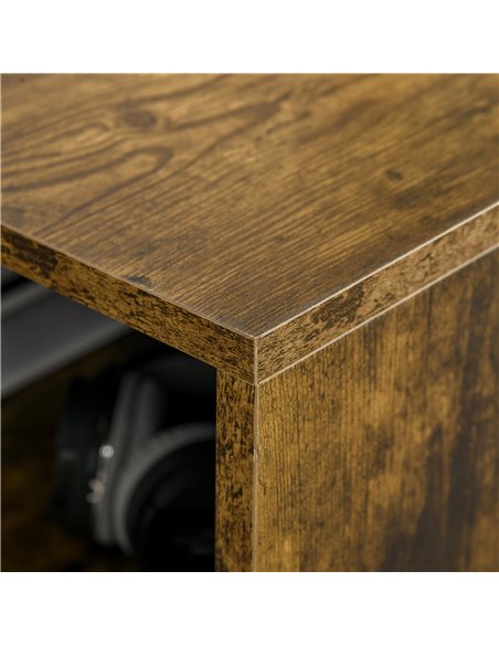 HOMCOM Coffee Table with Open Storage Shelves, Retro Cocktail Table with Solid Wood Legs for Living Room, Rustic Brown - pic 22441 | FastDaddyshop