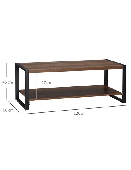 HOMCOM Industrial Coffee Table with Shelf and Steel Frame, Natural - pic 22463 | FastDaddyshop