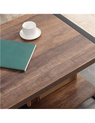 HOMCOM Industrial Coffee Table with Shelf and Steel Frame for Living Room,120cmx60cmx45cm, Natural