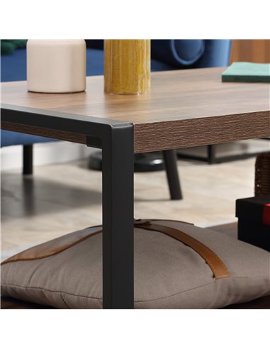HOMCOM Industrial Coffee Table with Shelf and Steel Frame for Living Room,120cmx60cmx45cm, Natural
