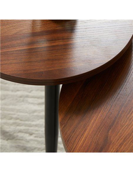 HOMCOM Nest of Tables, Round Coffee Tables Set of 2 with Steel Frame for Living Room Bedroom, Walnut brown - pic 22477 | FastDaddyshop