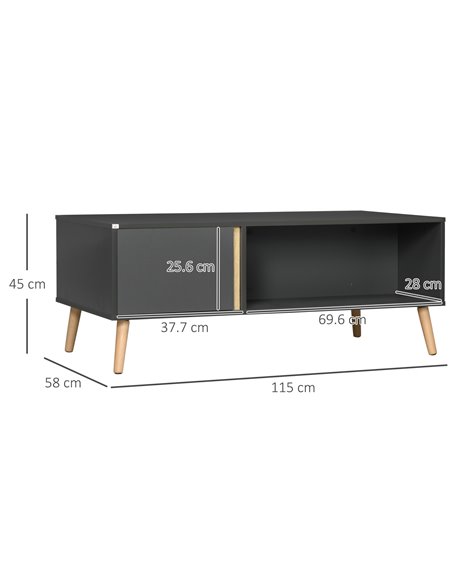 HOMCOM Modern Coffee Table with Storage Compartments and Cabinets, Grey - pic 22490 | FastDaddyshop