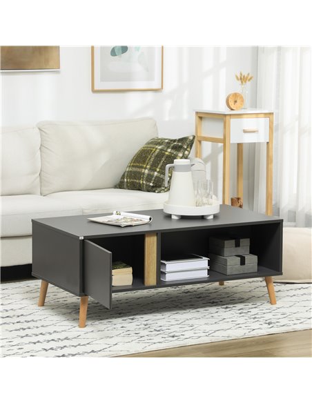 HOMCOM Modern Coffee Table with Storage Compartments and Cabinets, Grey - pic 22494 | FastDaddyshop