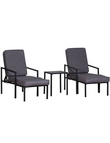Outsunny 5 pcs Garden Patio Sun Lounger Set with Cushions, Grey & Black - pic 22497 | FastDaddyshop