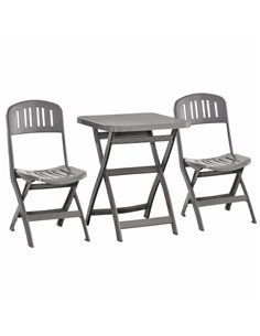 Outsunny 3 Piece Garden Bistro Set with Foldable Design Garden Coffee Table Two Chairs, Grey