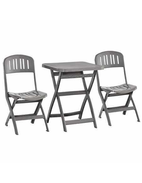 Outsunny 3 Piece Garden Bistro Set with Foldable Design Garden Coffee Table Two Chairs, Grey - pic 22533 | FastDaddyshop