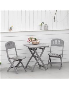 Outsunny 3 Piece Garden Bistro Set with Foldable Design Garden Coffee Table Two Chairs, Grey 2