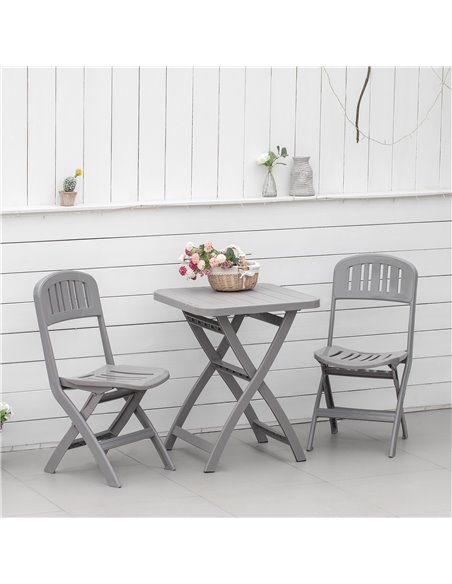Outsunny 3 Piece Garden Bistro Set with Foldable Design Garden Coffee Table Two Chairs, Grey - pic 22534 | FastDaddyshop