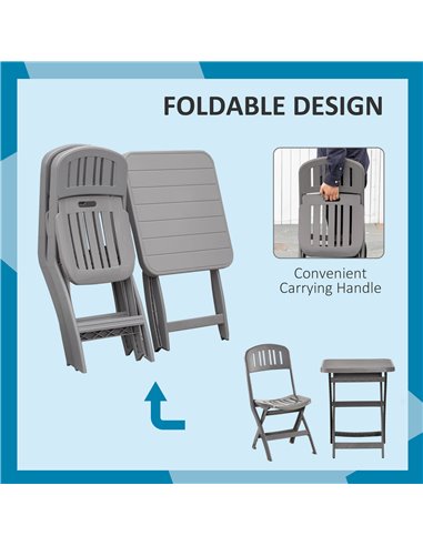 Outsunny 3 Piece Garden Bistro Set with Foldable Design Garden Coffee Table Two Chairs, Grey